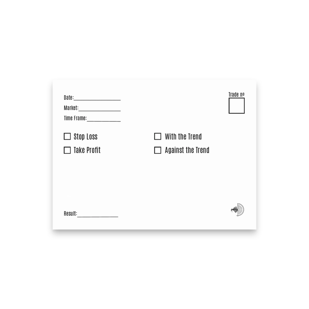 Trader Id Essential Trading Checklist Post-it notes 4x3 size for rule-based strategy execution white paper with black text