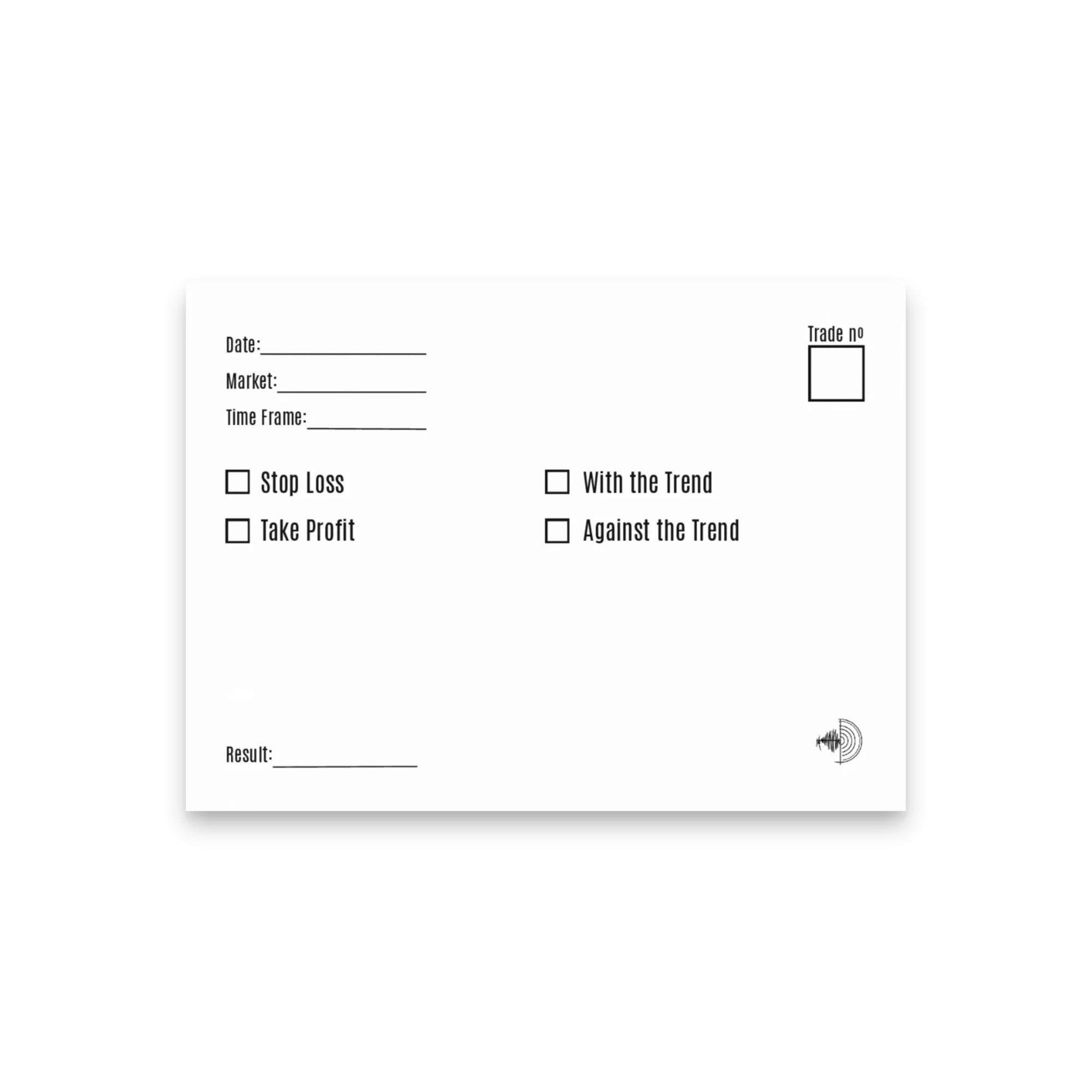 Trader Id Essential Trading Checklist Post-it notes 4x3 size for rule-based strategy execution white paper with black text