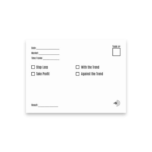 Trader Id Essential Trading Checklist Post-it notes 4x3 size for rule-based strategy execution white paper with black text