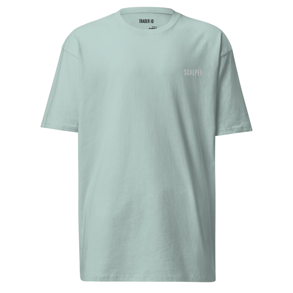 Trader Id Scalper mens premium heavyweight embroidered t-shirt boxy fit male trading clothing