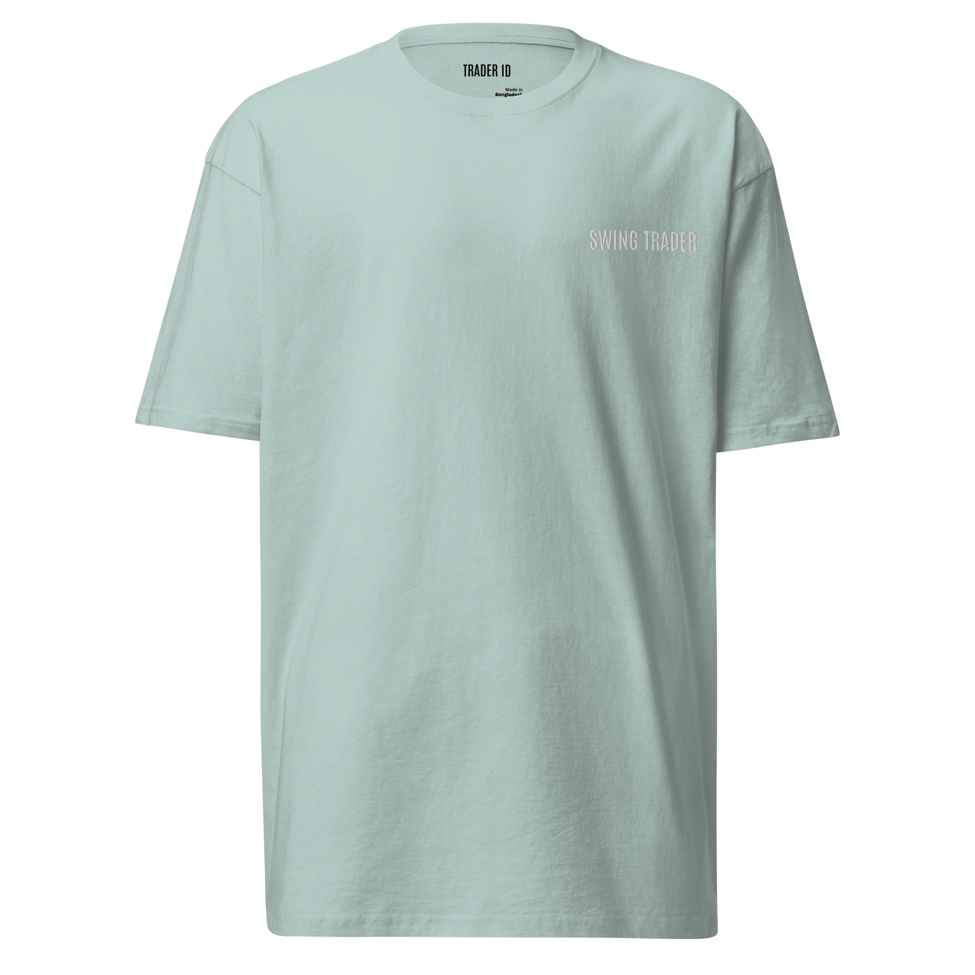Trader Id Swing Trader mens premium heavyweight embroidered t-shirt boxy fit male trading clothing