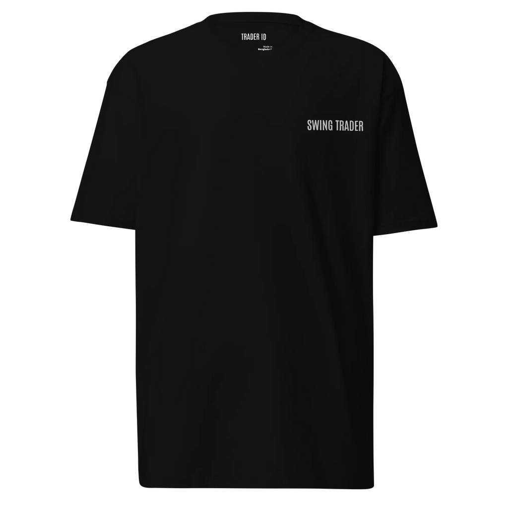 Trader Id Swing Trader mens premium heavyweight embroidered t-shirt boxy fit male trading clothing
