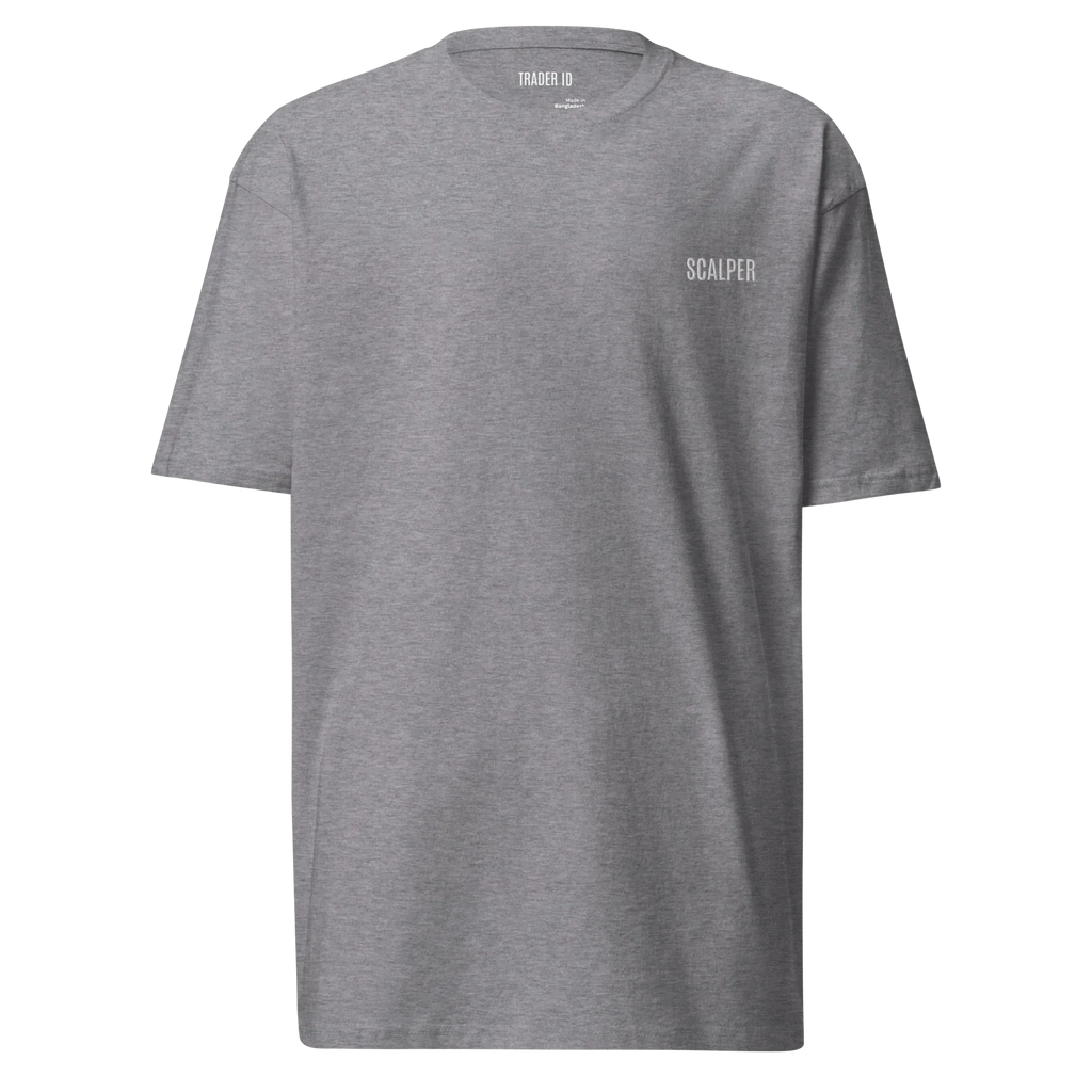 Trader Id Scalper mens premium heavyweight embroidered t-shirt boxy fit male trading clothing