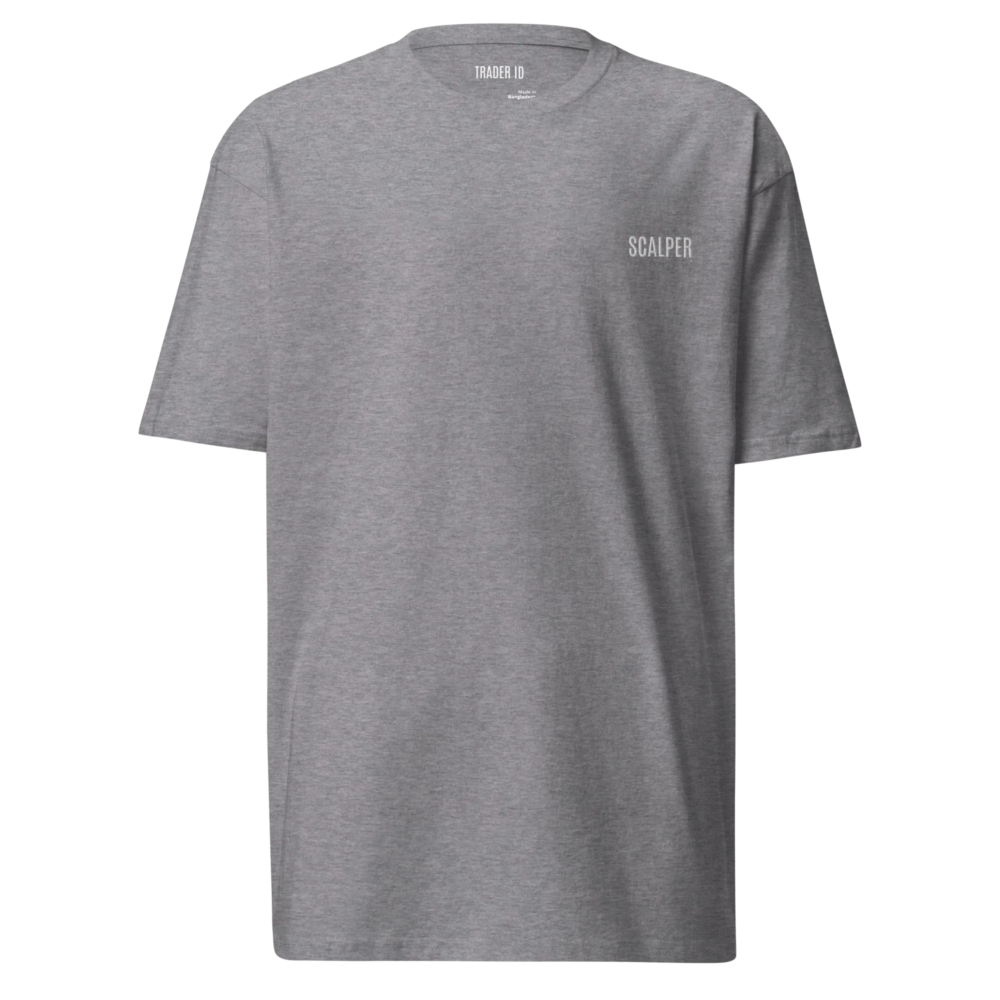 Trader Id Scalper mens premium heavyweight embroidered t-shirt boxy fit male trading clothing
