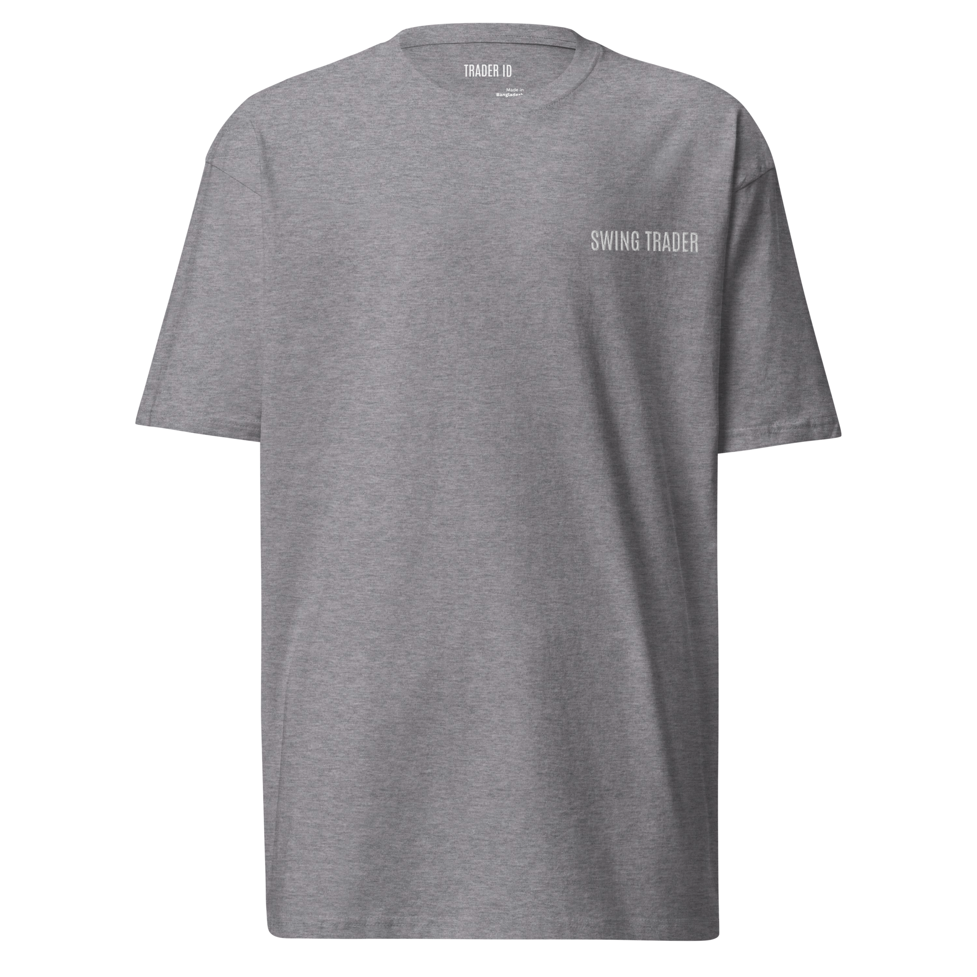 Trader Id Swing Trader mens premium heavyweight embroidered t-shirt boxy fit male trading clothing
