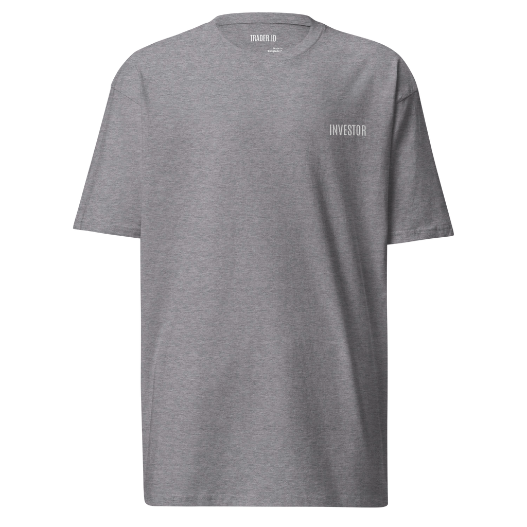 Trader Id Investor mens premium heavyweight embroidered t-shirt boxy fit male trading clothing