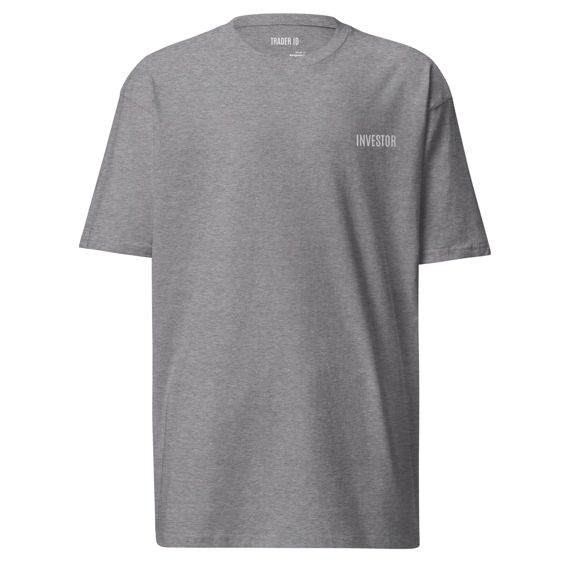 Trader Id Investor mens premium heavyweight embroidered t-shirt boxy fit male trading clothing