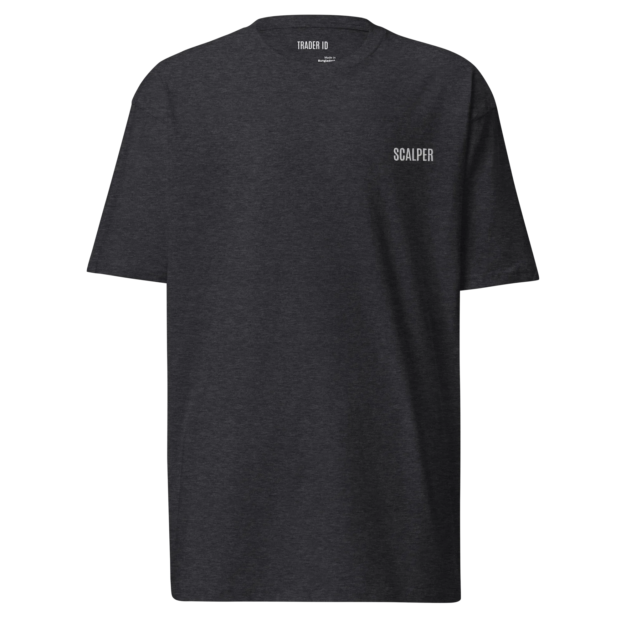 Trader Id Scalper mens premium heavyweight embroidered t-shirt boxy fit male trading clothing