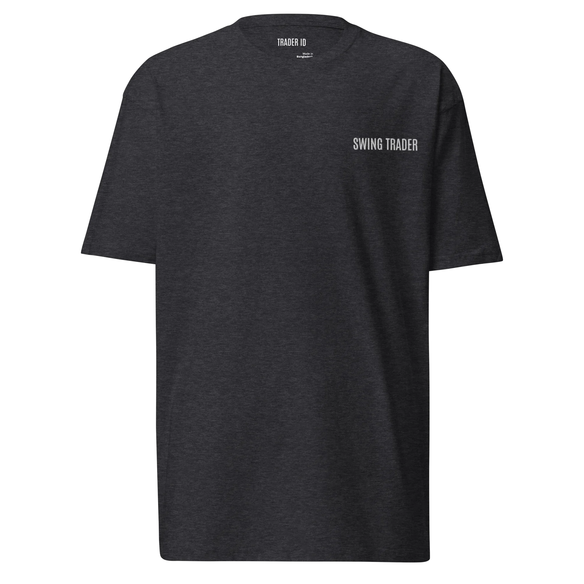 Trader Id Swing Trader mens premium heavyweight embroidered t-shirt boxy fit male trading clothing