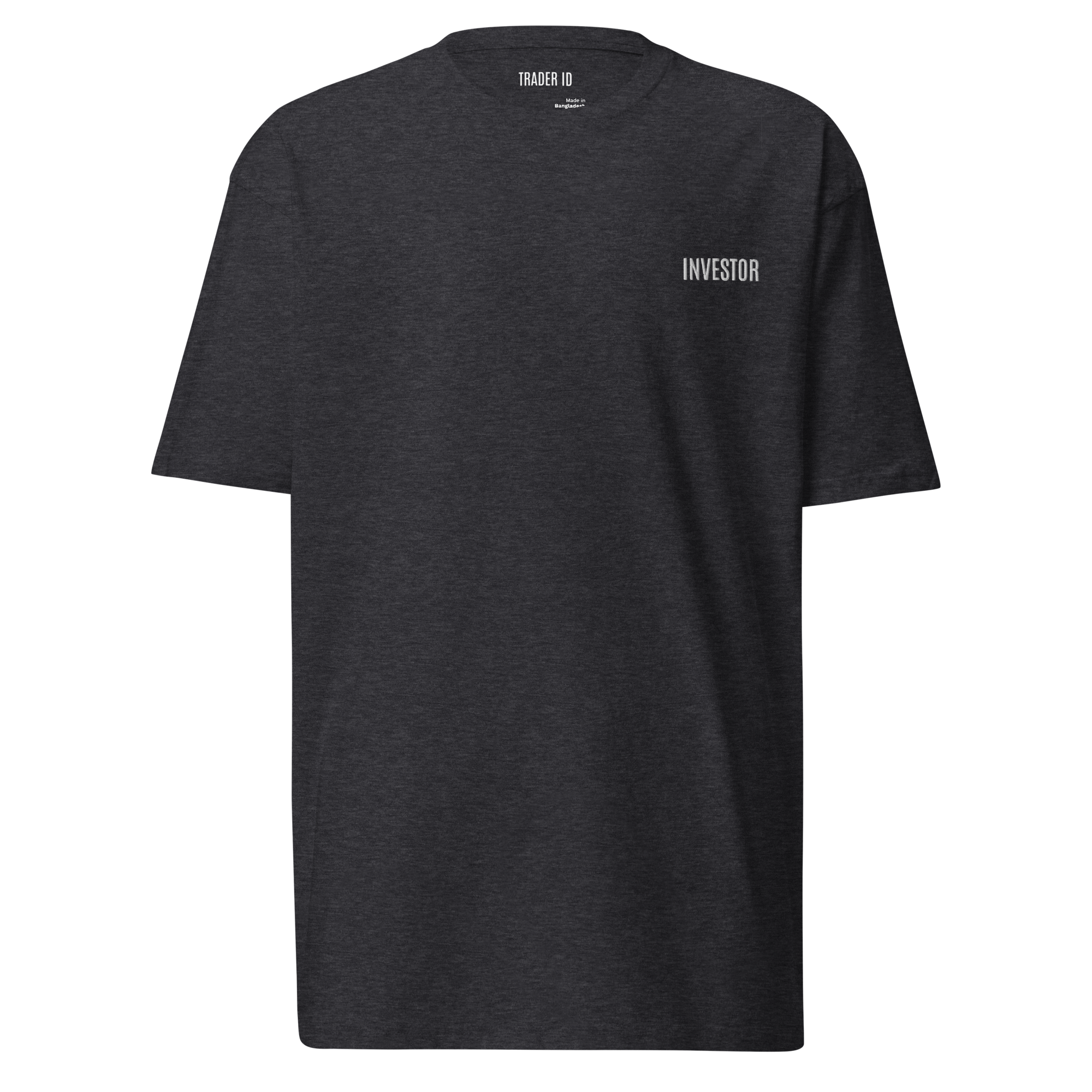 Trader Id Investor mens premium heavyweight embroidered t-shirt boxy fit male trading clothing