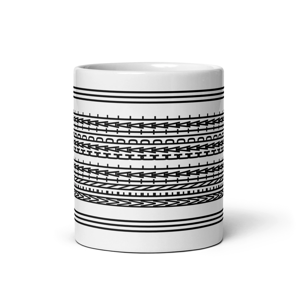 Trader Id Mental Capital mindset concept abstract geometric pattern white ceramic mug 11oz capacity