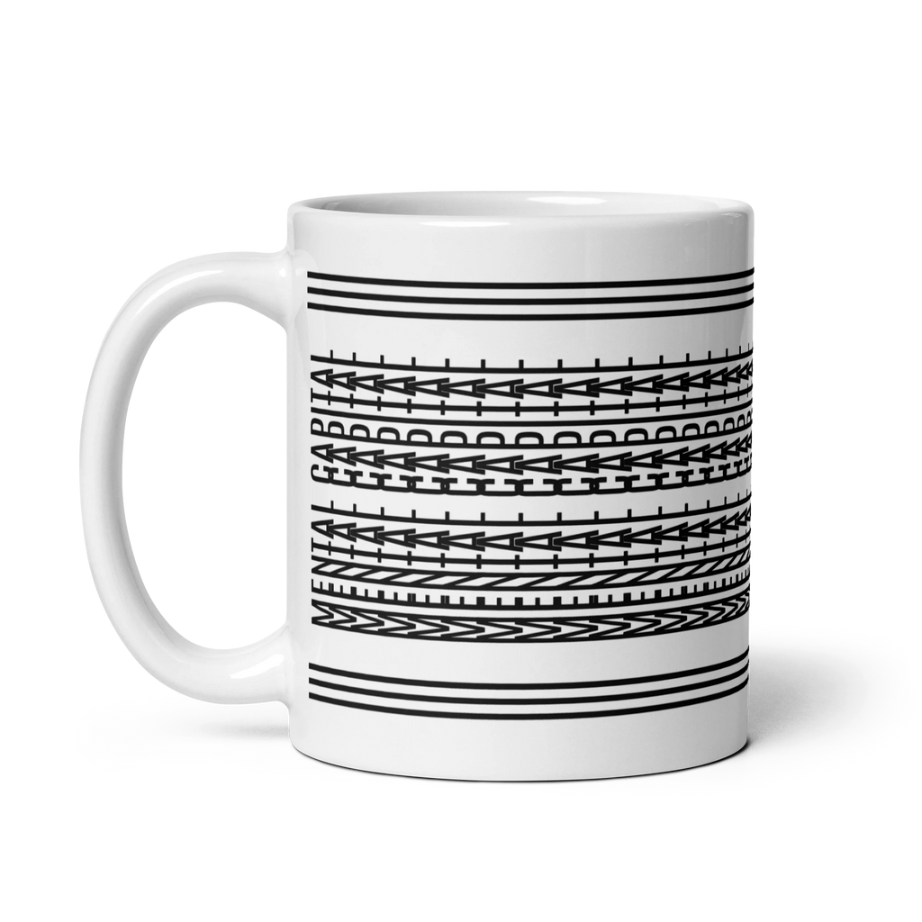 Trader Id Mental Capital mindset concept abstract geometric pattern white ceramic mug 11oz capacity