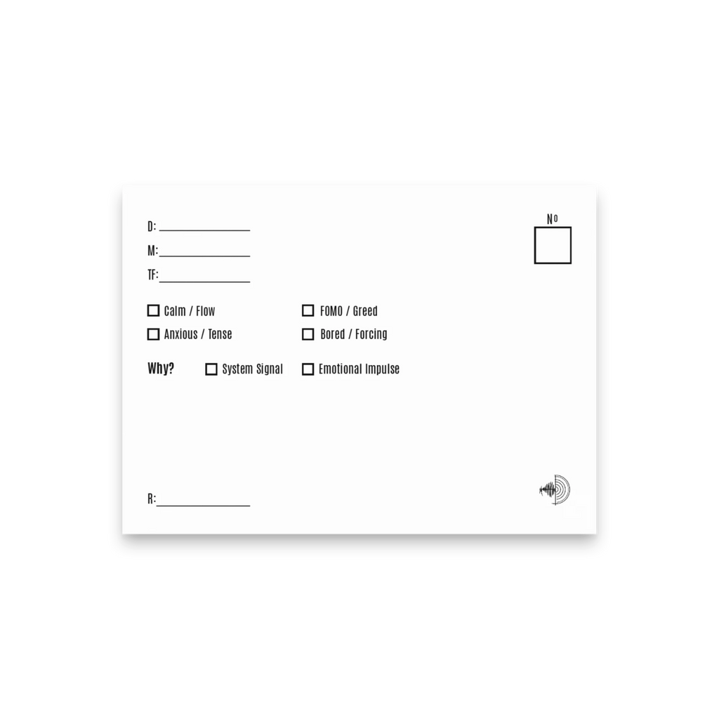 Trader Id Mental Check post-it notes work-friendly edition for tracking emotional state and trade validity white paper with black text
