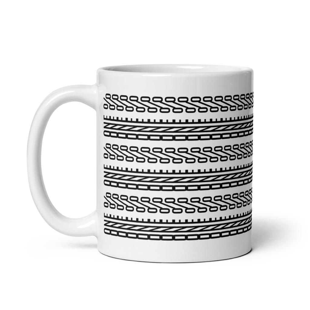Trader Id ONE % risk rule abstract geometric pattern white ceramic mug 11oz capacity