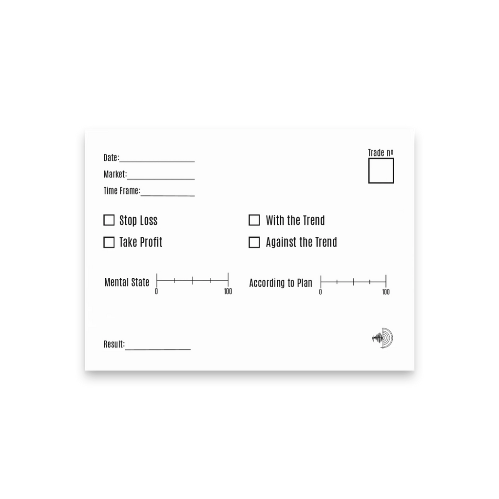 Trader Id Work Friendly Trading Checklist and Psychological Log Post-it notes 4x3 size for premium desk setup layout white paper with black text