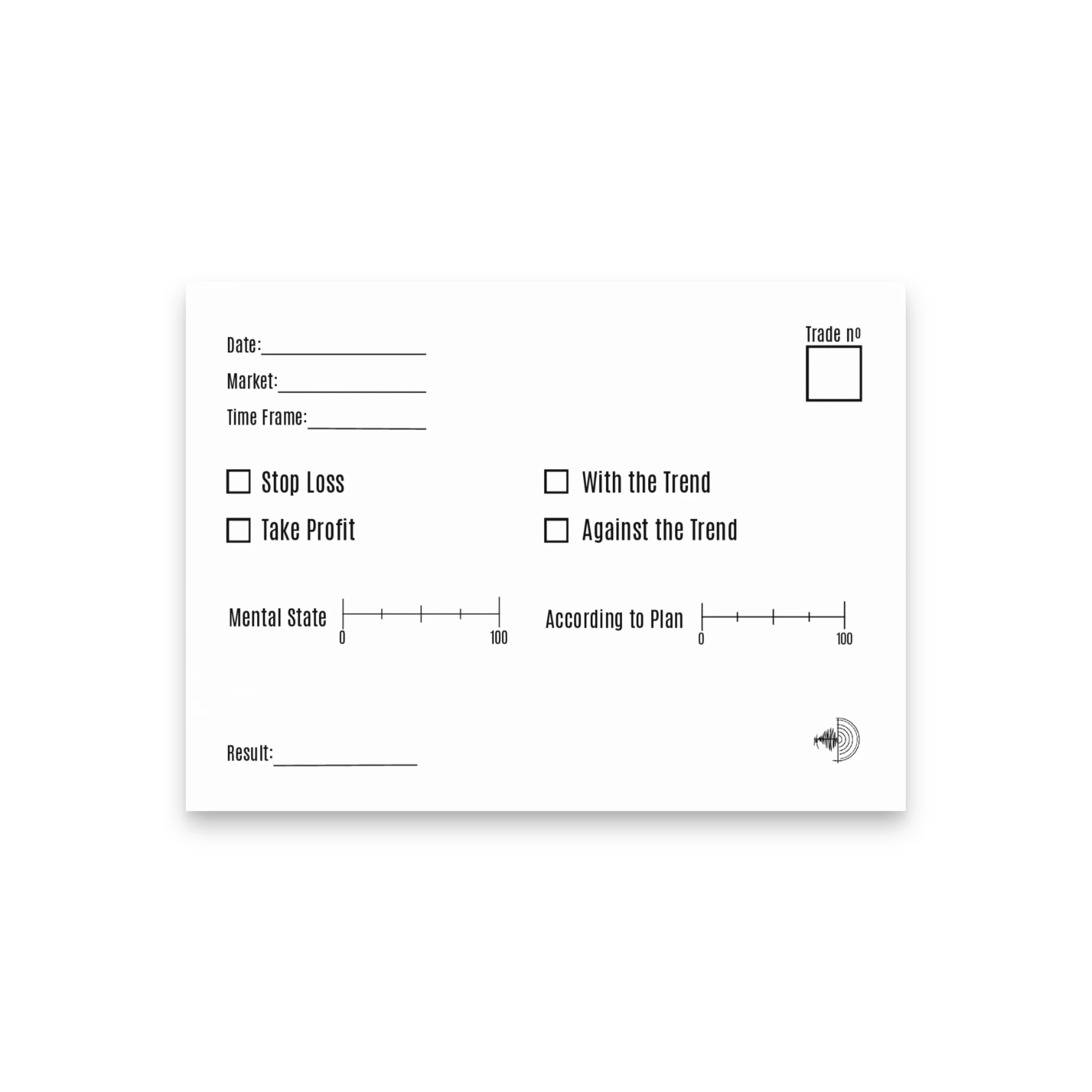 Trader Id Work Friendly Trading Checklist and Psychological Log Post-it notes 4x3 size for premium desk setup layout white paper with black text