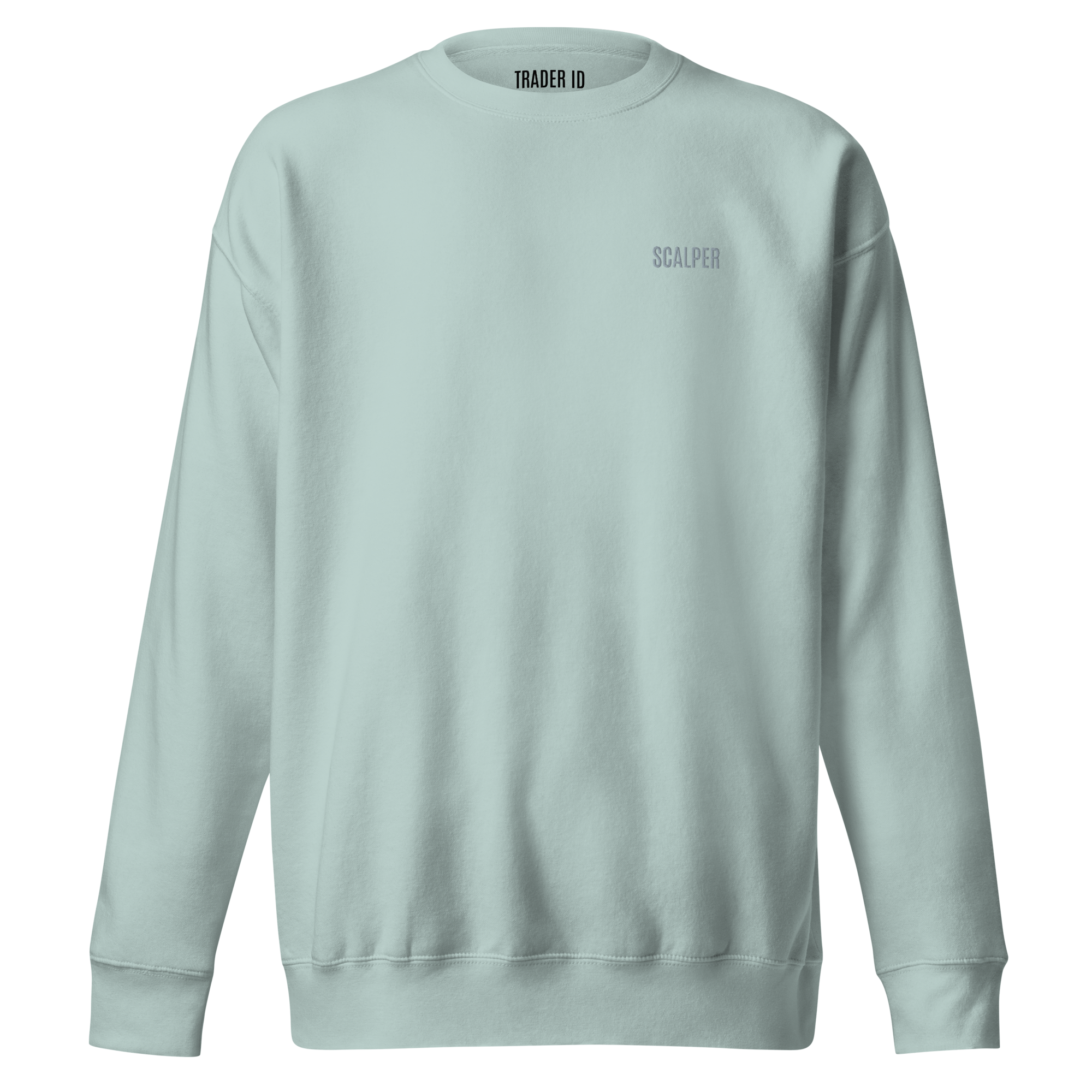 Trader Id Scalper unisex premium embroidered crewneck sweatshirt minimalism style trading streetwear clothing