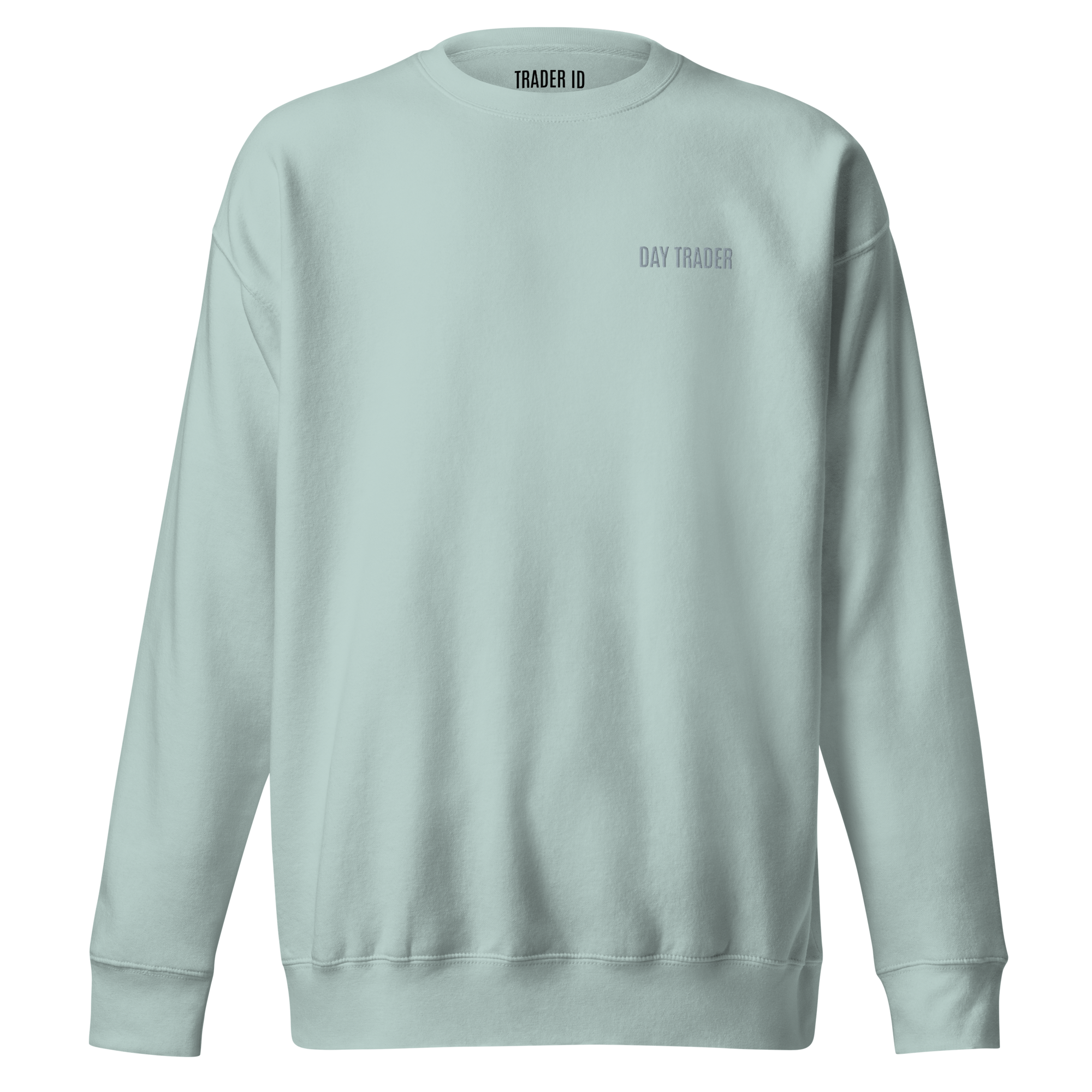 Trader Id Day Trader unisex premium embroidered crewneck sweatshirt minimalism style trading streetwear clothing