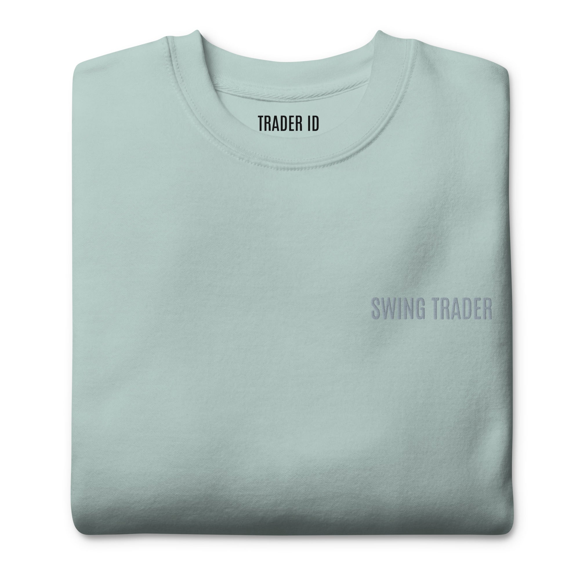 Trader Id Swing Trader unisex premium embroidered crewneck sweatshirt minimalism style trading streetwear clothing
