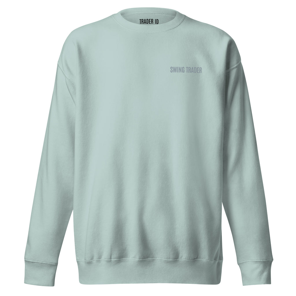 Trader Id Swing Trader unisex premium embroidered crewneck sweatshirt minimalism style trading streetwear clothing