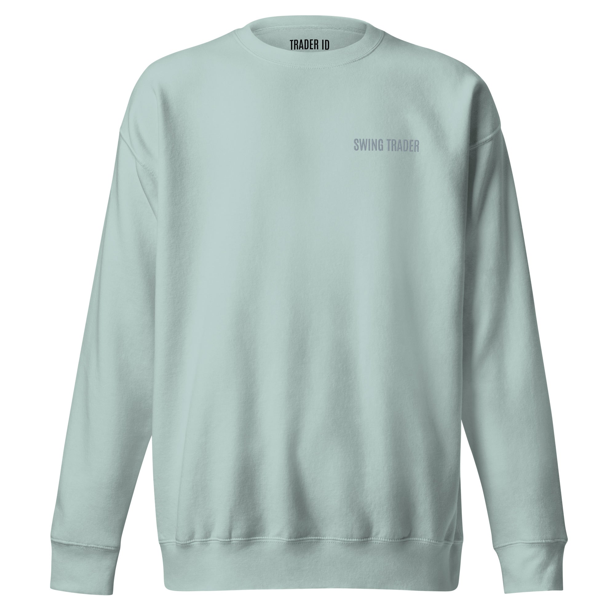 Trader Id Swing Trader unisex premium embroidered crewneck sweatshirt minimalism style trading streetwear clothing