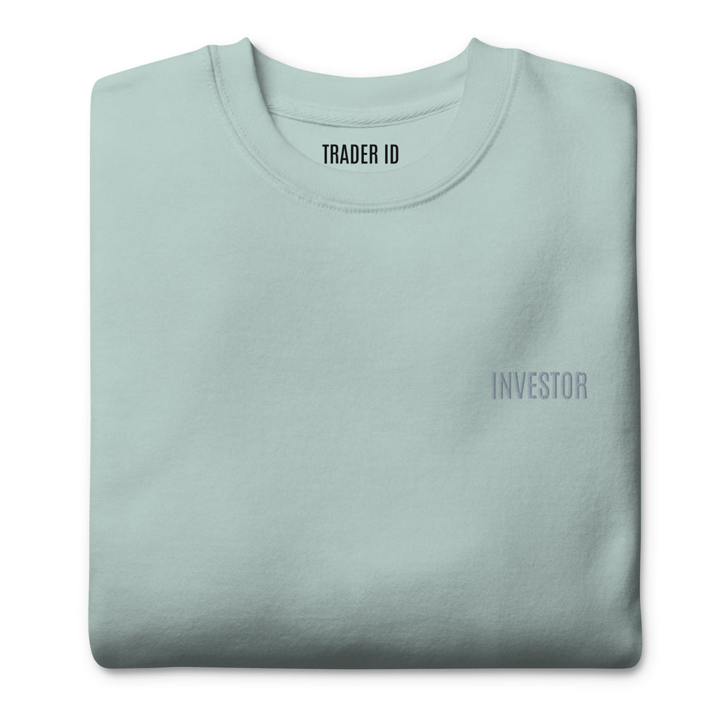 Trader Id Investor unisex premium embroidered crewneck sweatshirt minimalism style trading streetwear clothing