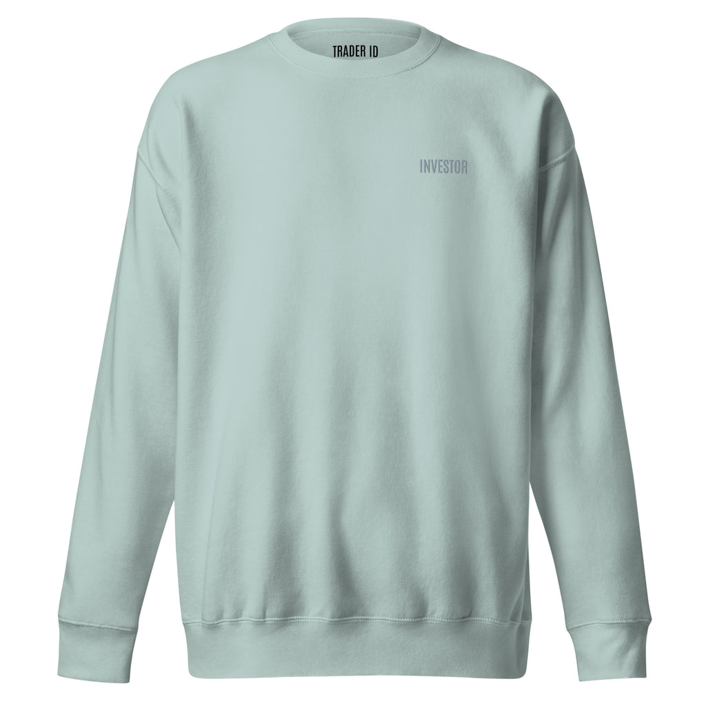 Trader Id Investor unisex premium embroidered crewneck sweatshirt minimalism style trading streetwear clothing