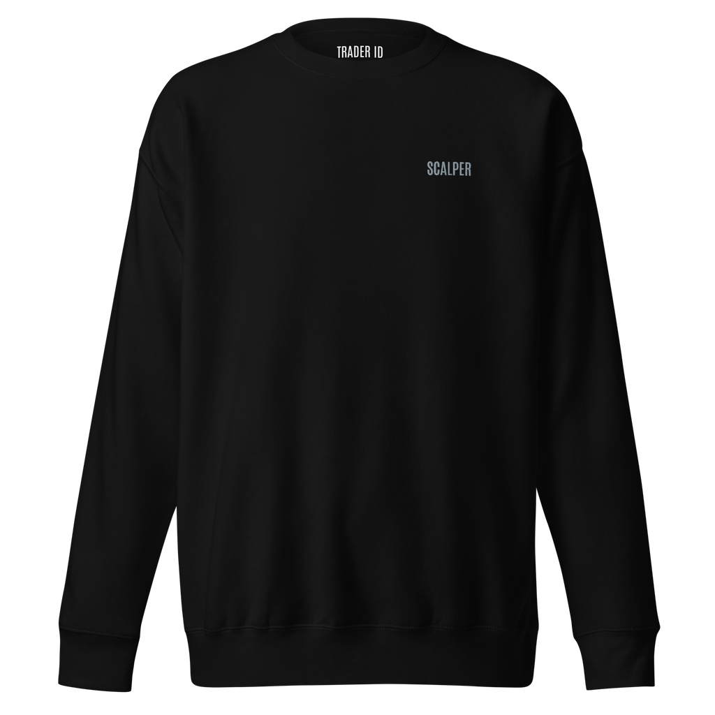 Trader Id Scalper unisex premium embroidered crewneck sweatshirt minimalism style trading streetwear clothing