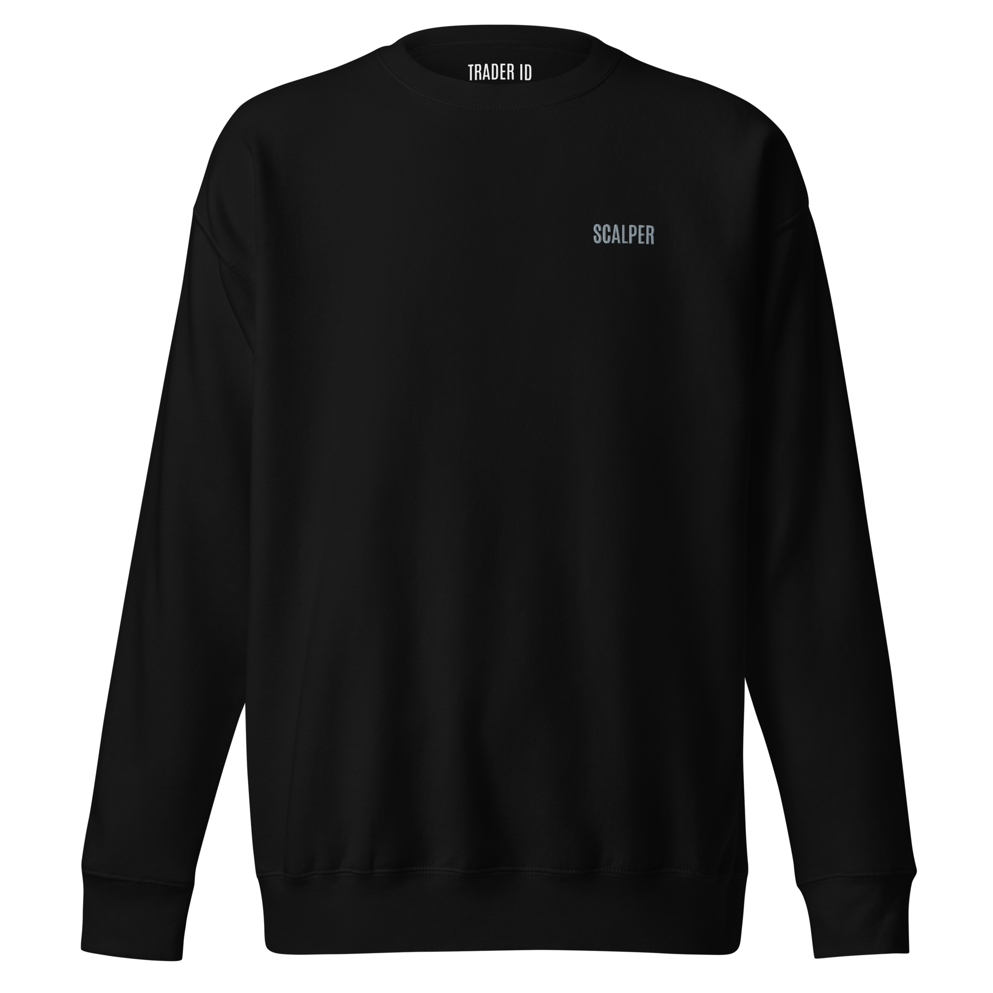 Trader Id Scalper unisex premium embroidered crewneck sweatshirt minimalism style trading streetwear clothing