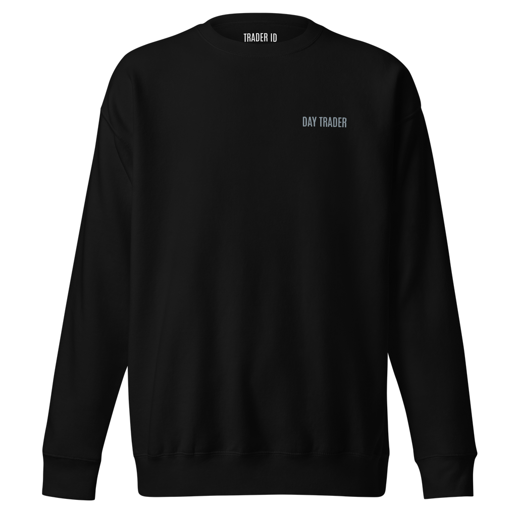 Trader Id Day Trader unisex premium embroidered crewneck sweatshirt minimalism style trading streetwear clothing