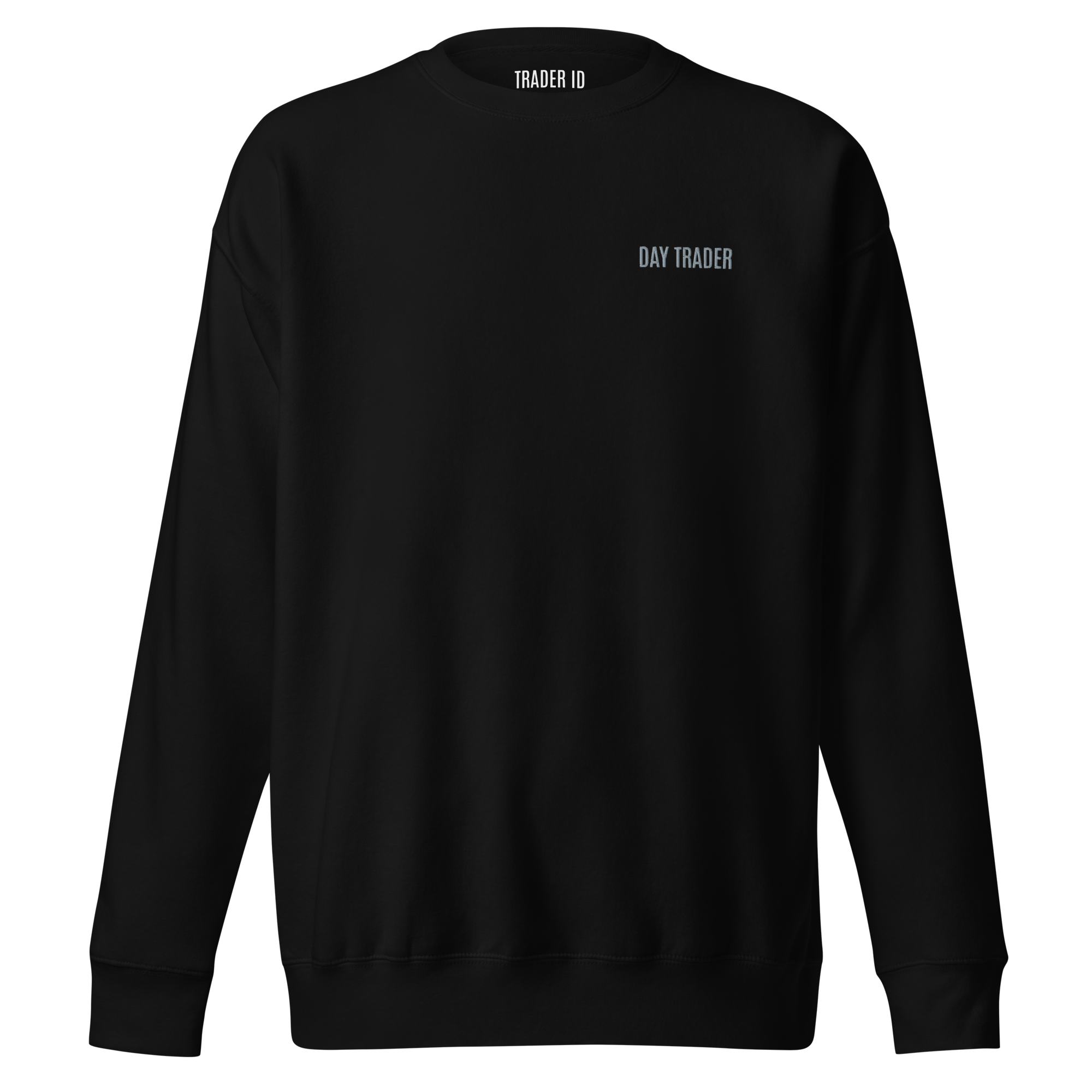 Trader Id Day Trader unisex premium embroidered crewneck sweatshirt minimalism style trading streetwear clothing