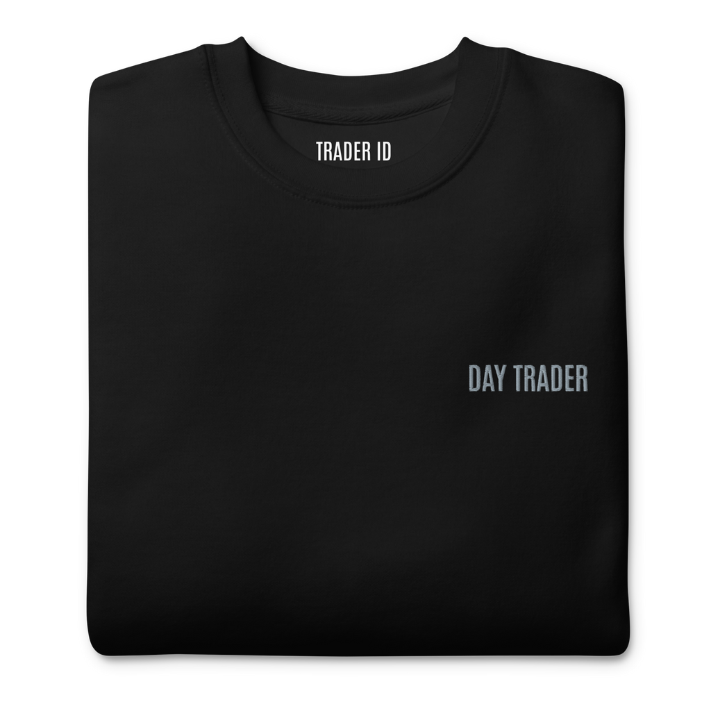 Trader Id Day Trader unisex premium embroidered crewneck sweatshirt minimalism style trading streetwear clothing