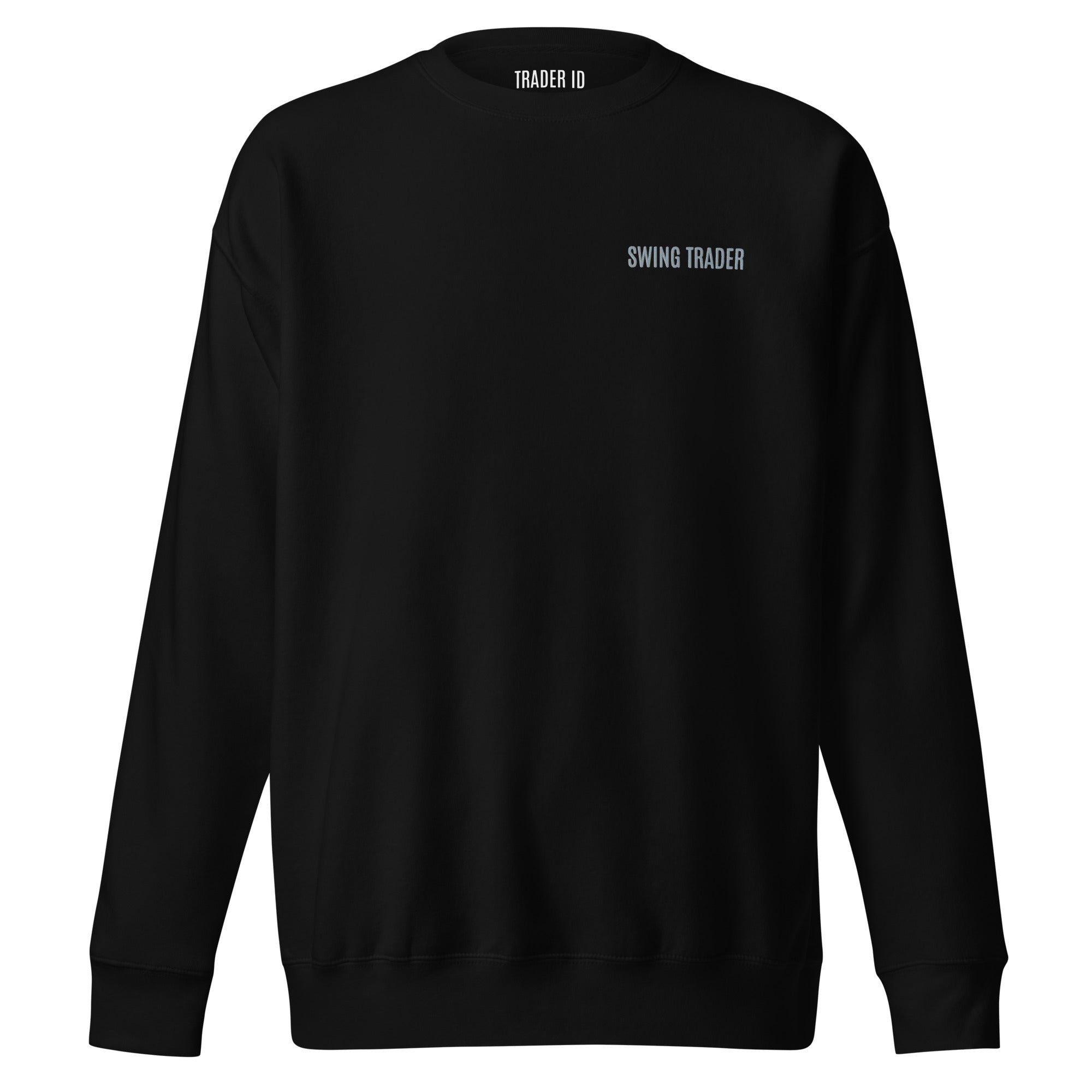 Trader Id Swing Trader unisex premium embroidered crewneck sweatshirt minimalism style trading streetwear clothing