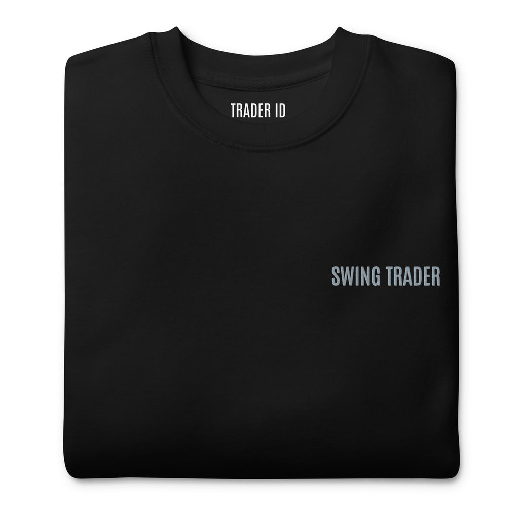 Trader Id Swing Trader unisex premium embroidered crewneck sweatshirt minimalism style trading streetwear clothing