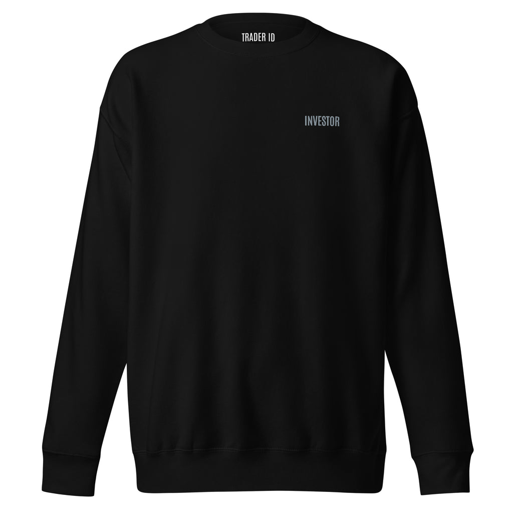 Trader Id Investor unisex premium embroidered crewneck sweatshirt minimalism style trading streetwear clothing
