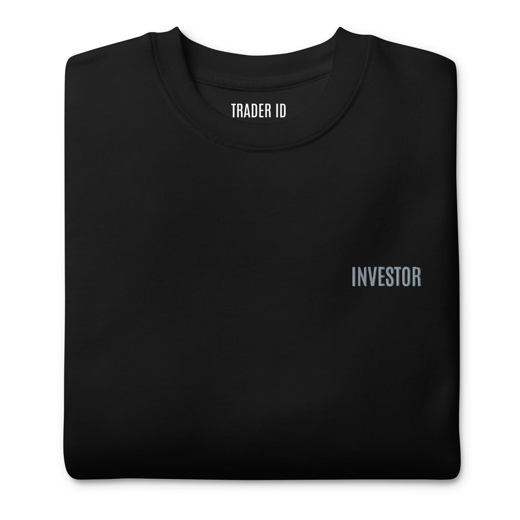 Trader Id Investor unisex premium embroidered crewneck sweatshirt minimalism style trading streetwear clothing