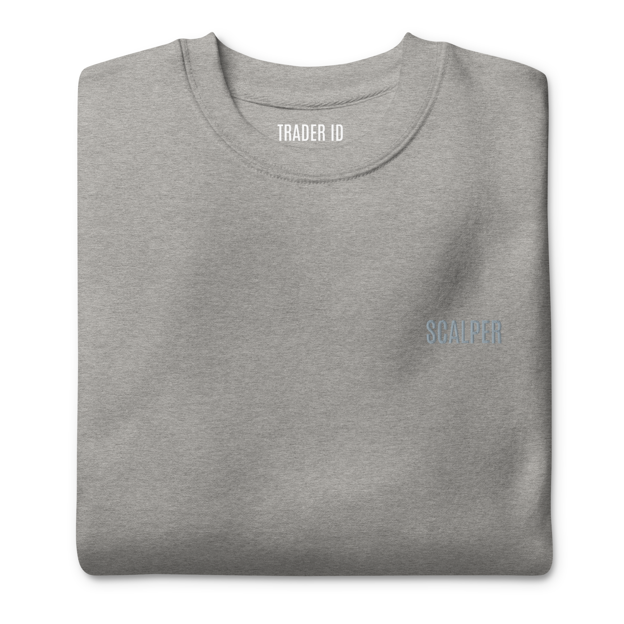 Trader Id Scalper unisex premium embroidered crewneck sweatshirt minimalism style trading streetwear clothing
