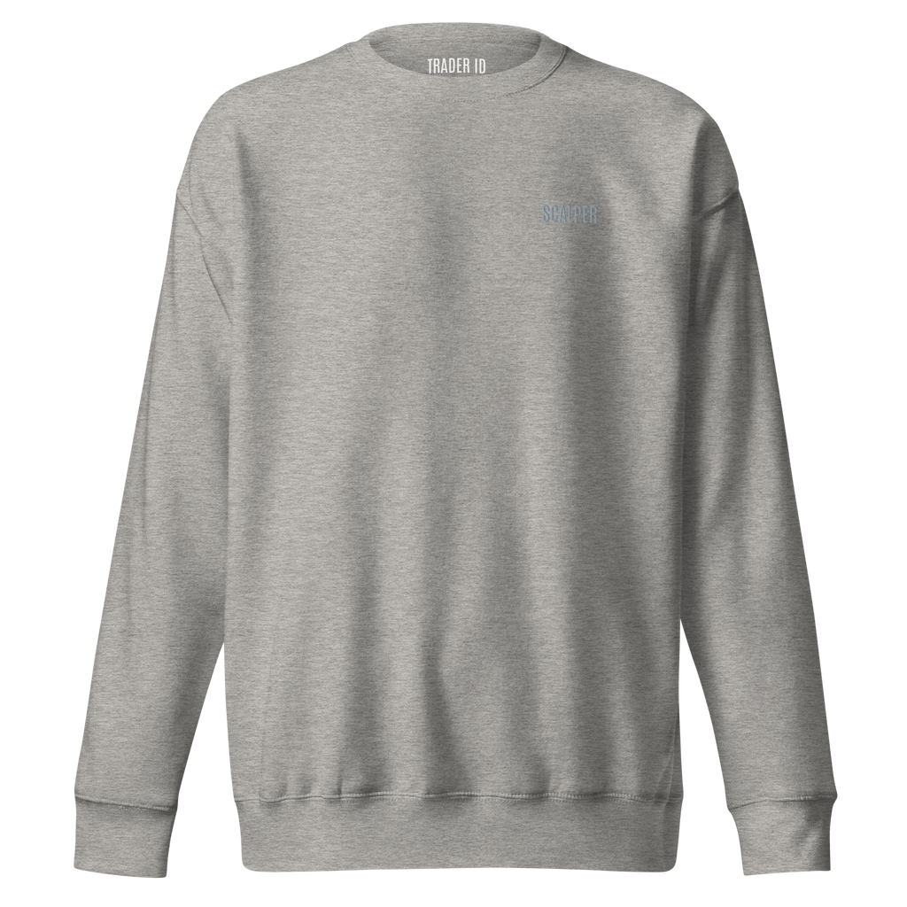 Trader Id Scalper unisex premium embroidered crewneck sweatshirt minimalism style trading streetwear clothing