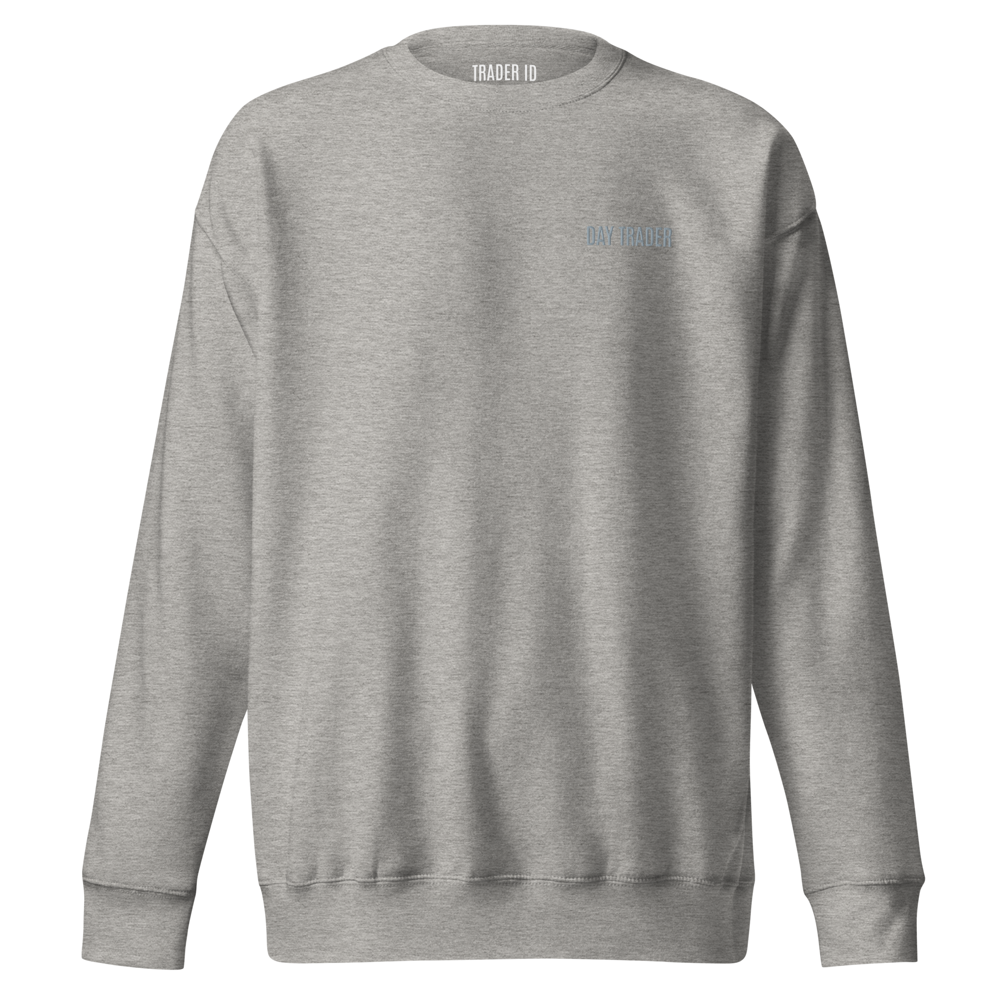 Trader Id Day Trader unisex premium embroidered crewneck sweatshirt minimalism style trading streetwear clothing