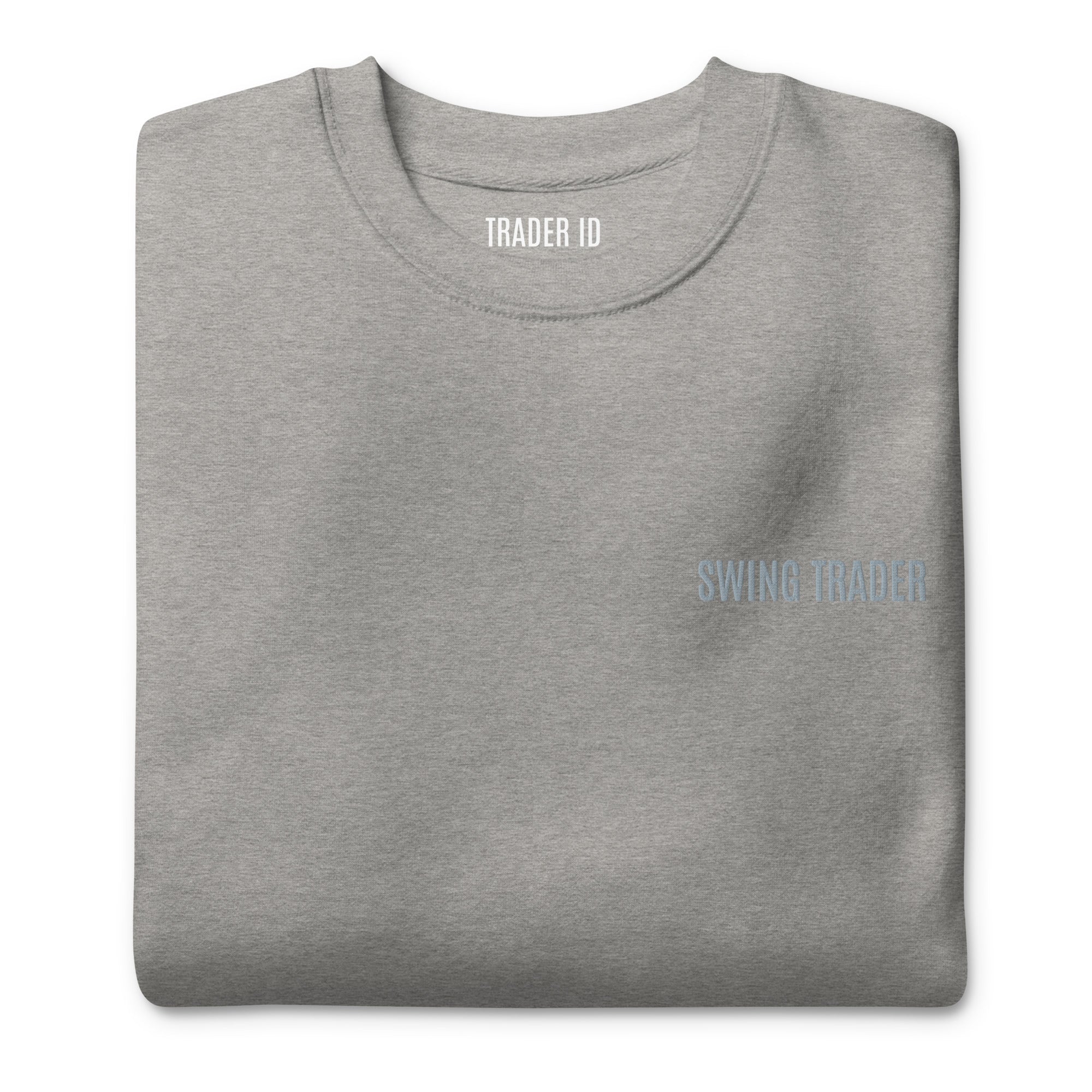 Trader Id Swing Trader unisex premium embroidered crewneck sweatshirt minimalism style trading streetwear clothing