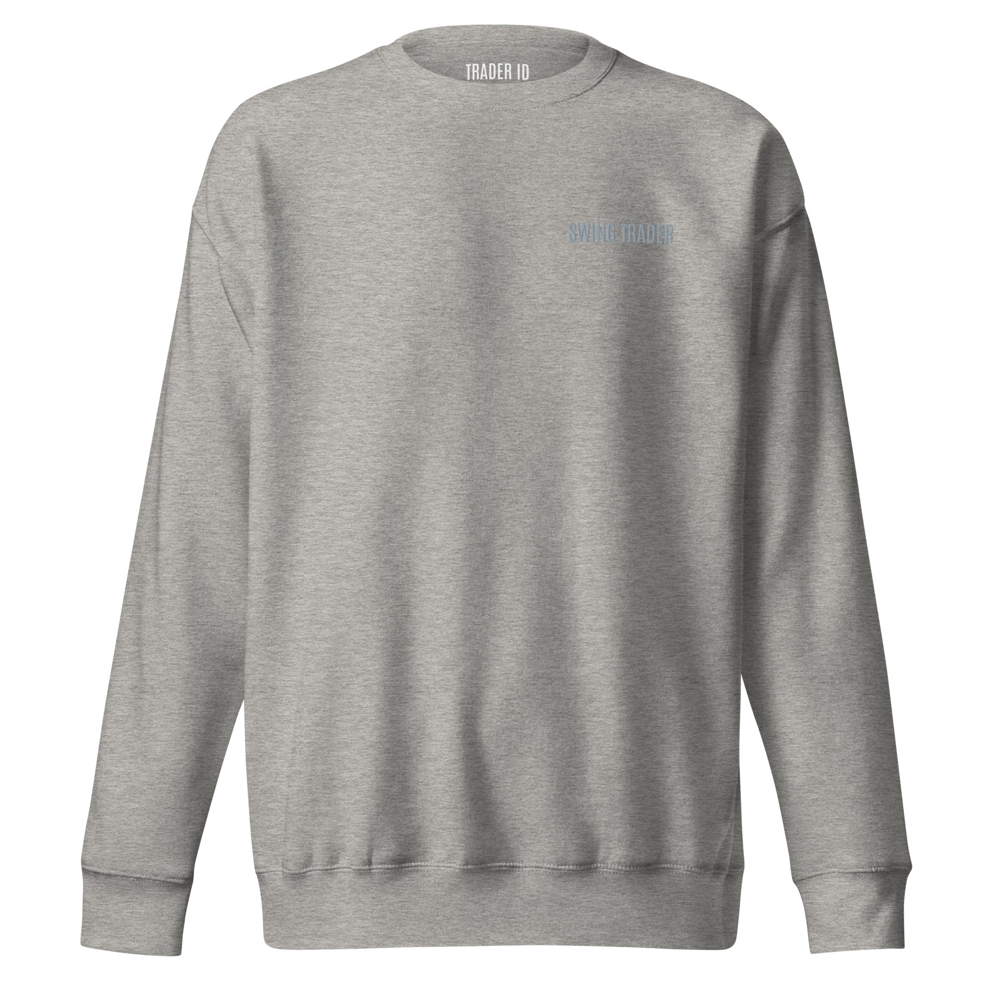 Trader Id Swing Trader unisex premium embroidered crewneck sweatshirt minimalism style trading streetwear clothing