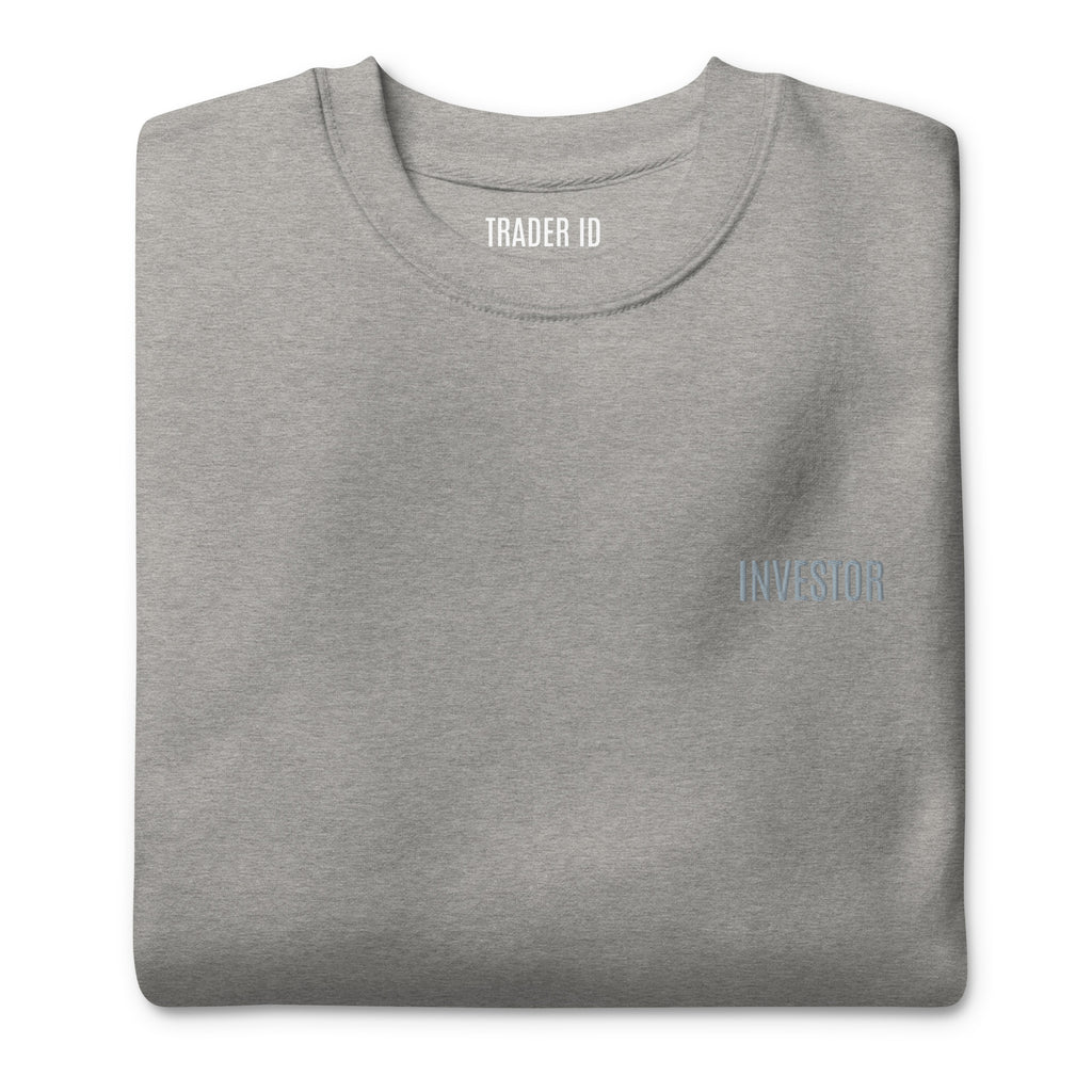 Trader Id Investor unisex premium embroidered crewneck sweatshirt minimalism style trading streetwear clothing