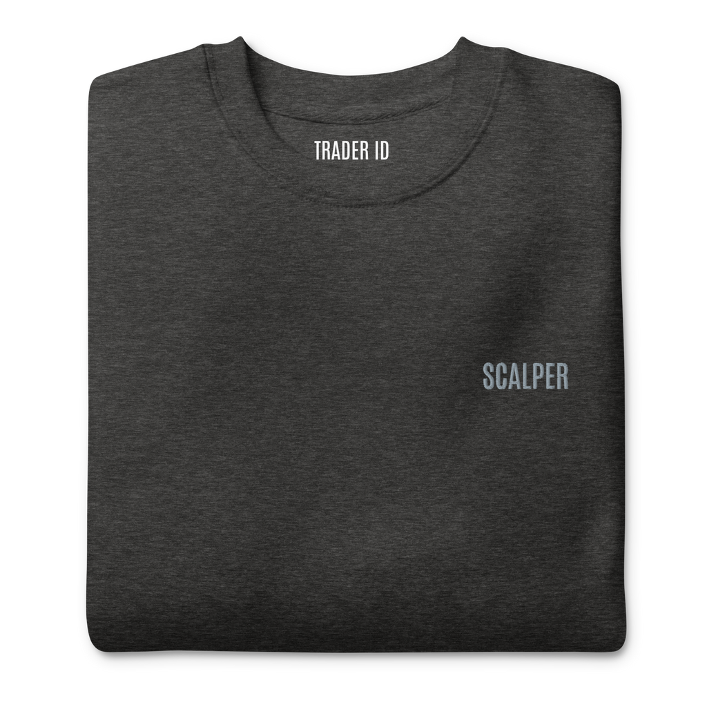 Trader Id Scalper unisex premium embroidered crewneck sweatshirt minimalism style trading streetwear clothing
