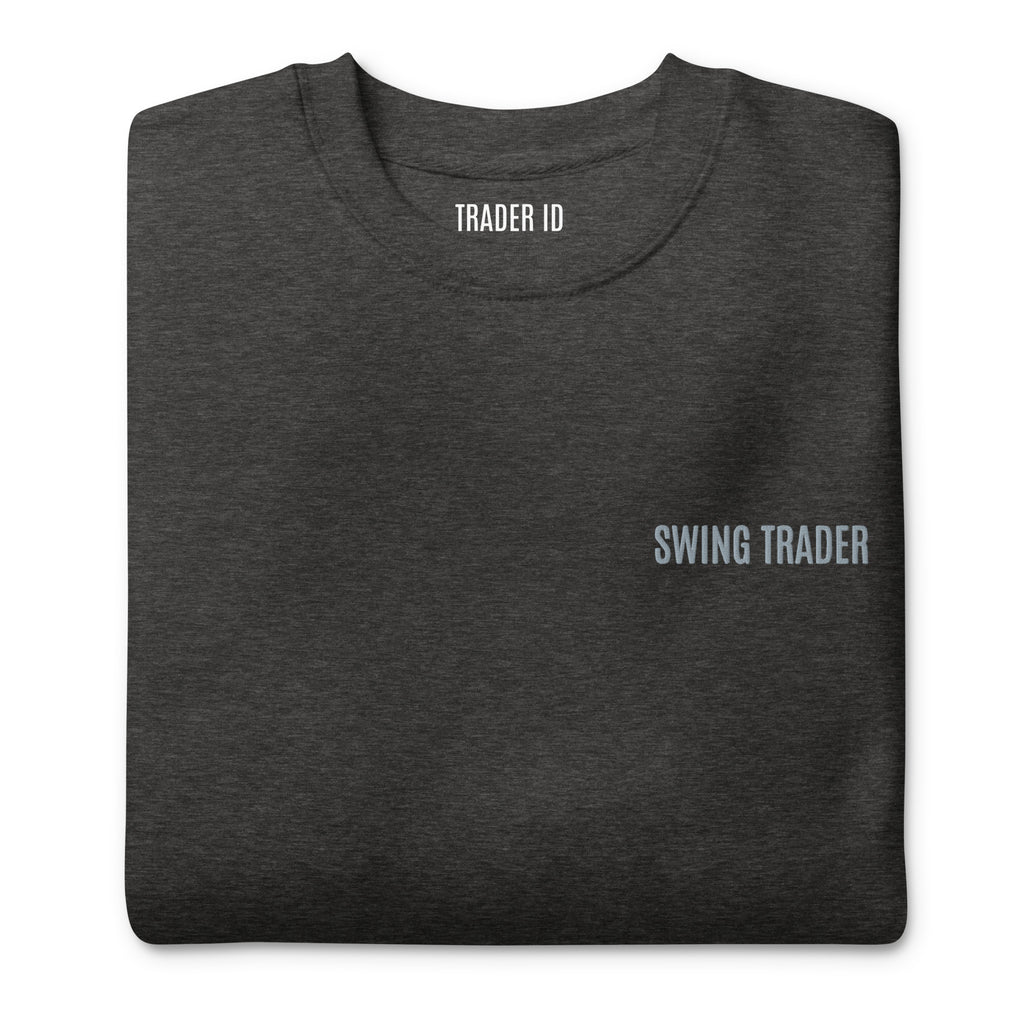 Trader Id Swing Trader unisex premium embroidered crewneck sweatshirt minimalism style trading streetwear clothing