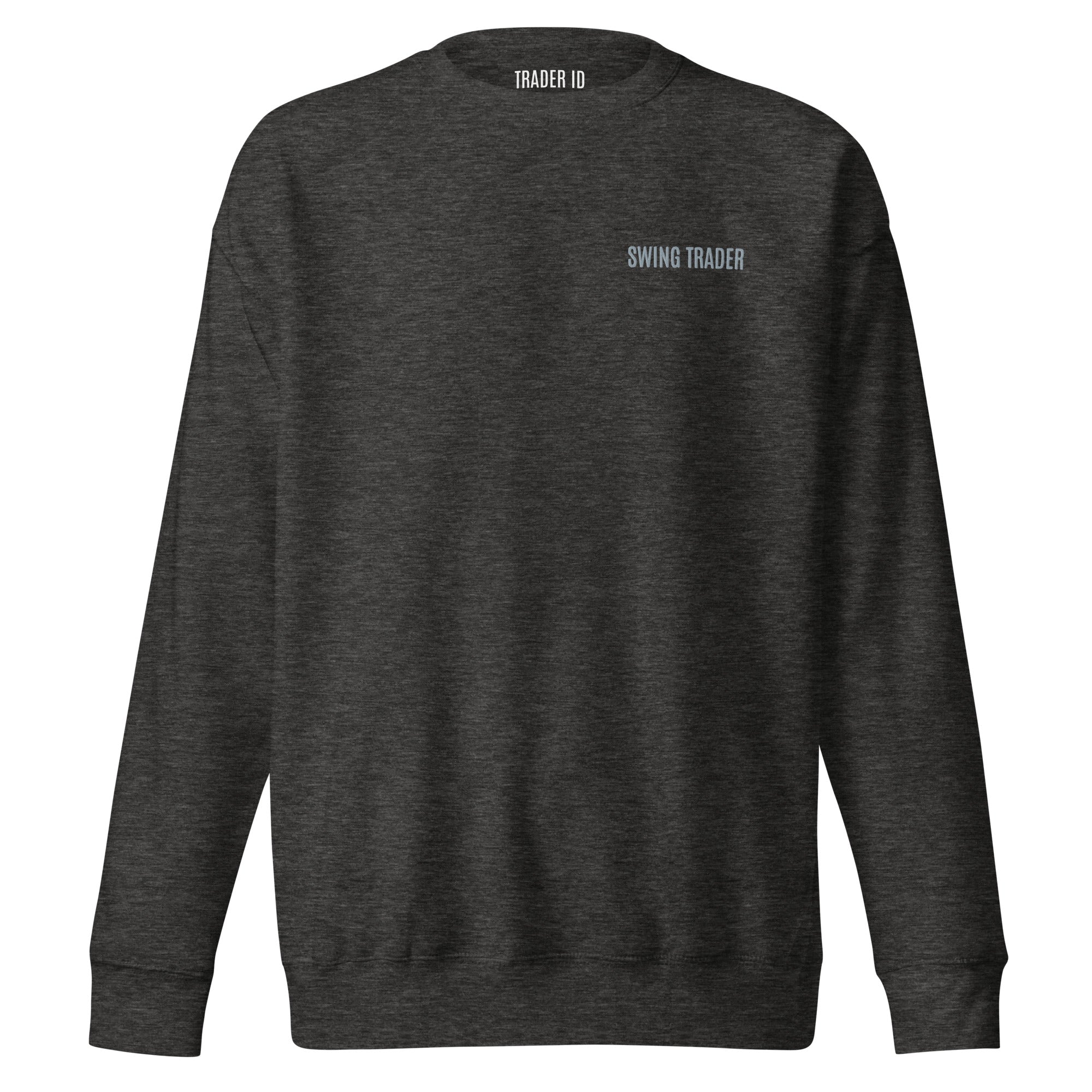 Trader Id Swing Trader unisex premium embroidered crewneck sweatshirt minimalism style trading streetwear clothing