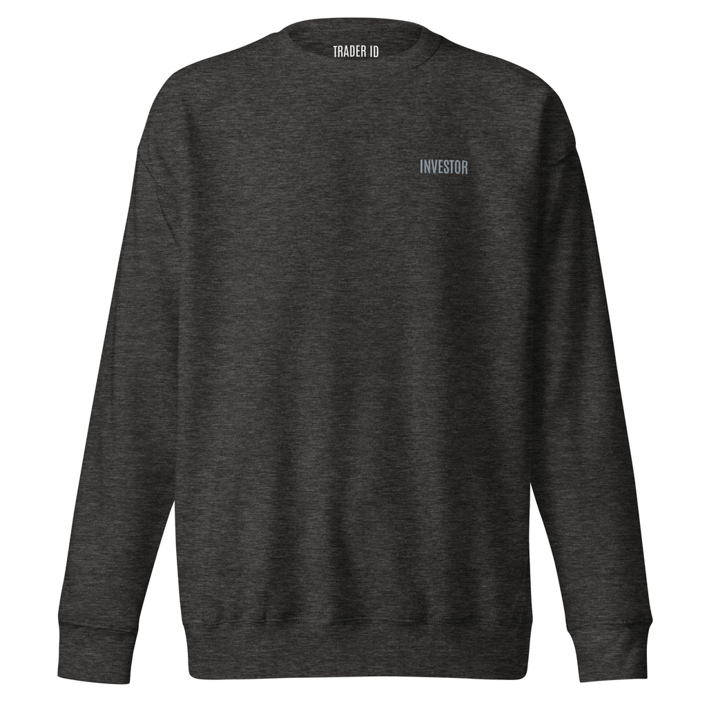 Trader Id Investor unisex premium embroidered crewneck sweatshirt minimalism style trading streetwear clothing