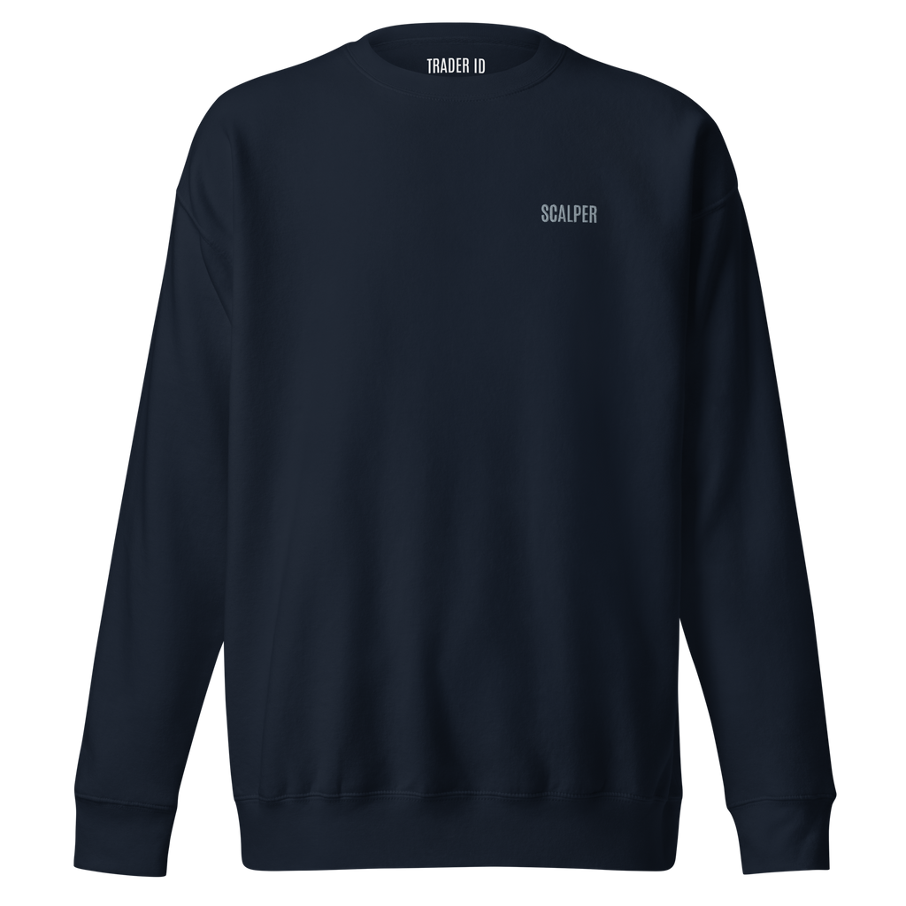 Trader Id Scalper unisex premium embroidered crewneck sweatshirt minimalism style trading streetwear clothing
