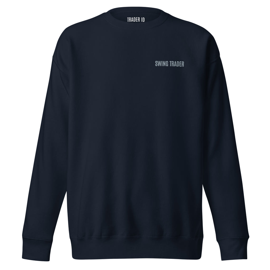 Trader Id Swing Trader unisex premium embroidered crewneck sweatshirt minimalism style trading streetwear clothing