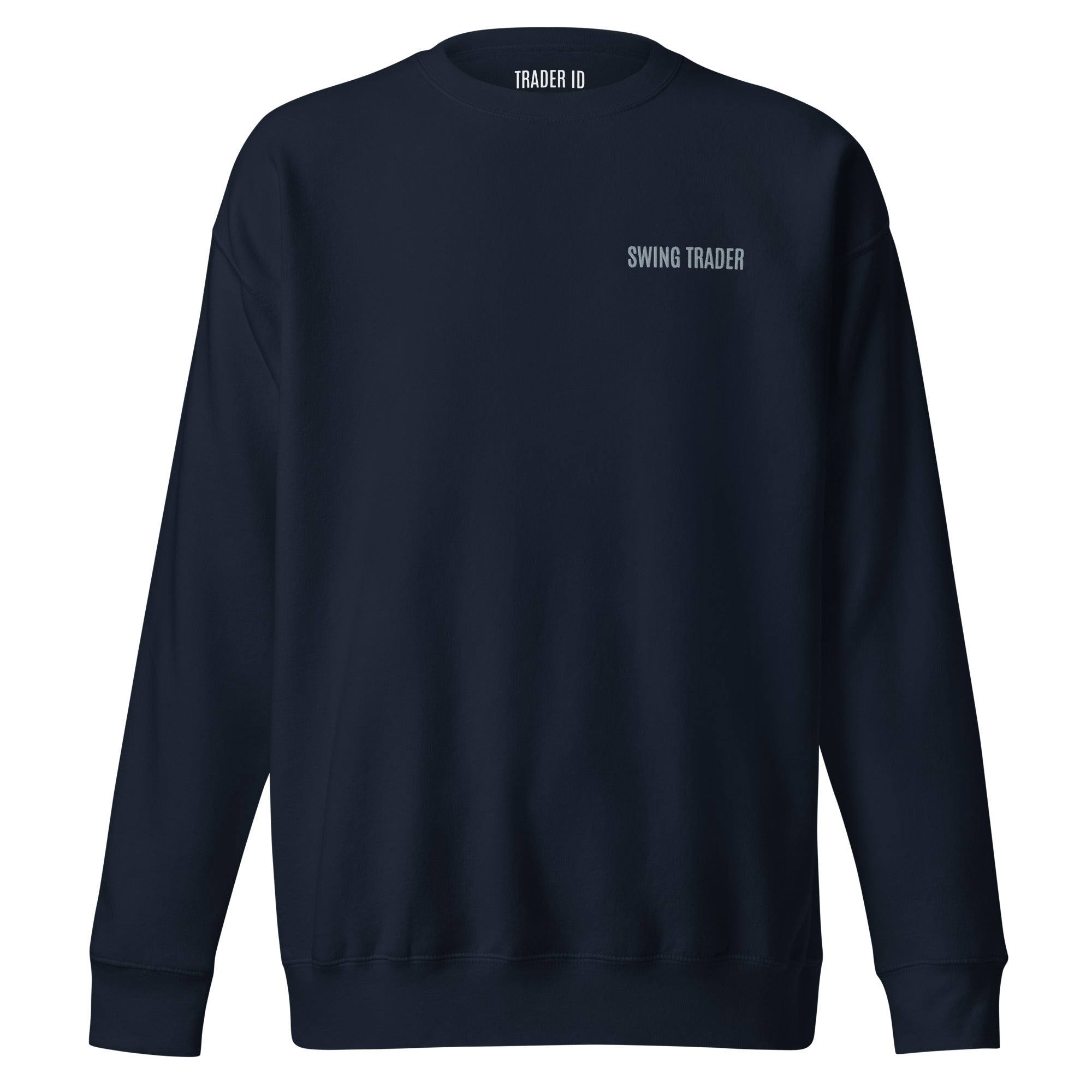Trader Id Swing Trader unisex premium embroidered crewneck sweatshirt minimalism style trading streetwear clothing