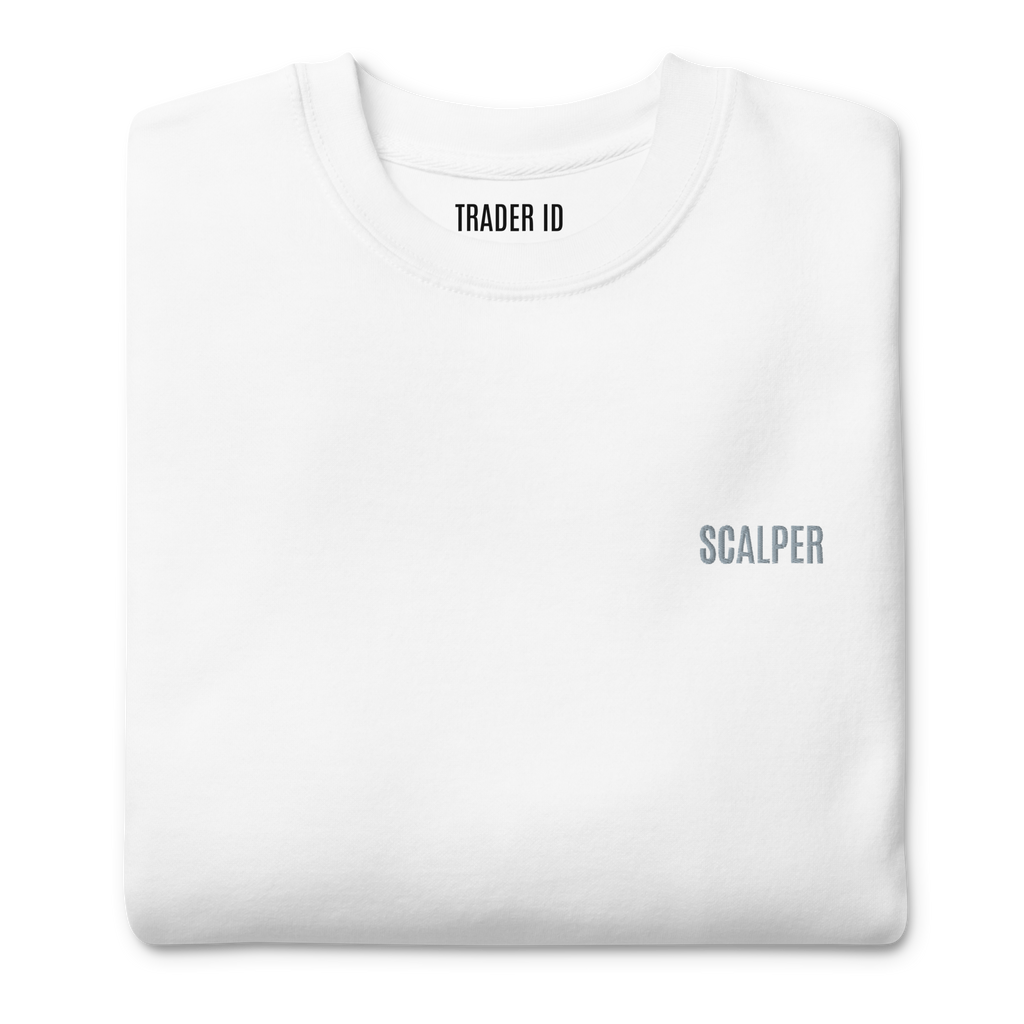 Trader Id Scalper unisex premium embroidered crewneck sweatshirt minimalism style trading streetwear clothing